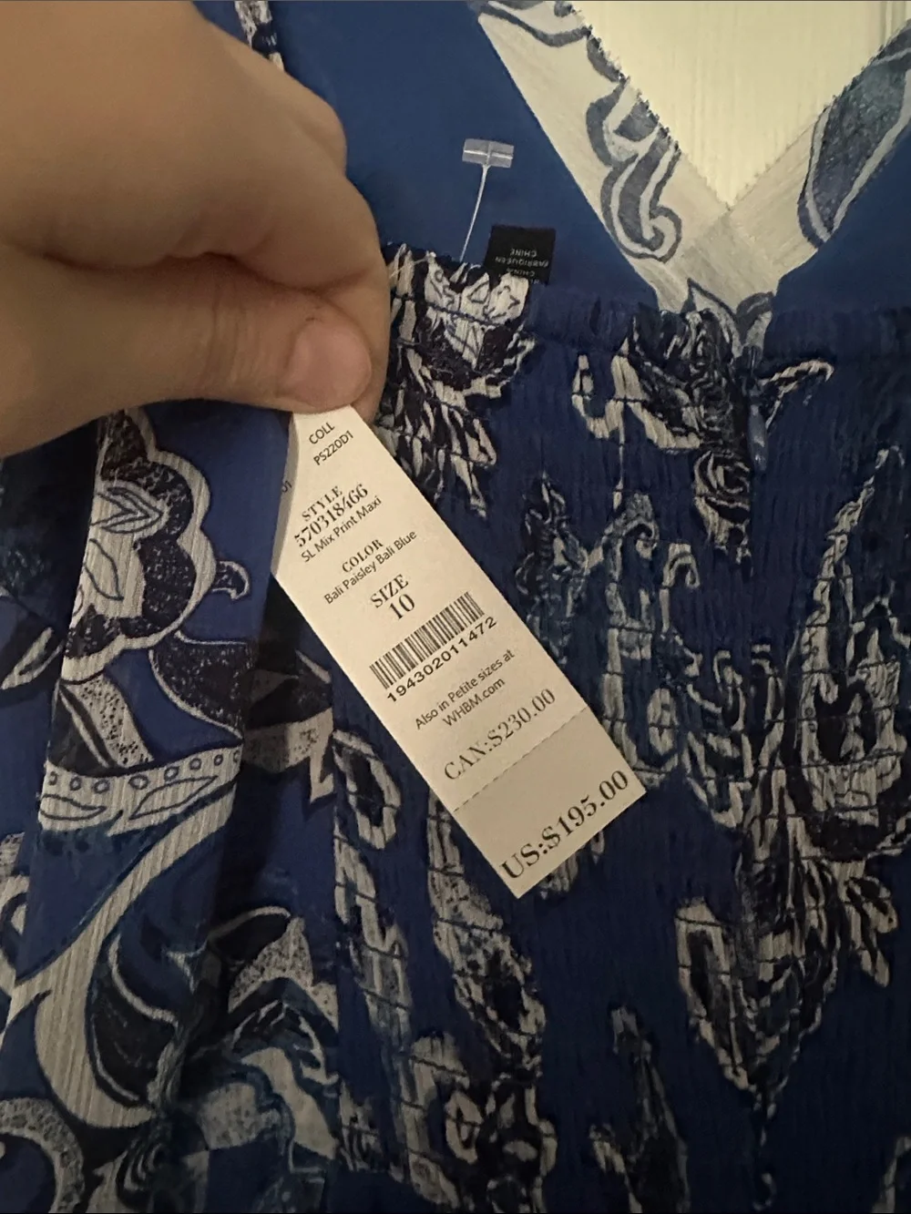 NWT WHBM Blue Floral Maxi Dress - Picture 9 of 10